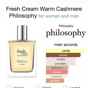 NIB Philosophy Fresh Cream Warm Cashmere Travel Size Mini, vanilla, gourmand